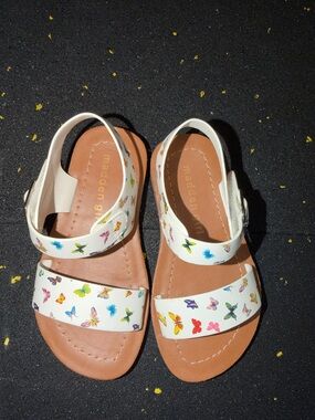 Madden Girl White Kids Sandals with Multicolor Butterfly Print